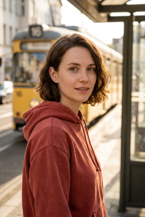 Portrait of Hanna, an AI-generated character